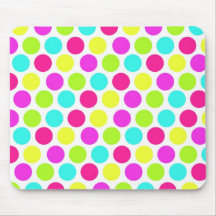 Girly Colourful Polka Dots Pattern for Girls Mouse Pad