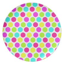 Girly Colourful Polka Dots Pattern for Girls Dinner Plate