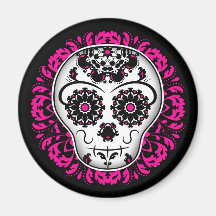 Girly day of the dead sugar skull fridge magnets