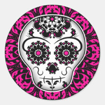 Girly day of the dead sugar skull sticker