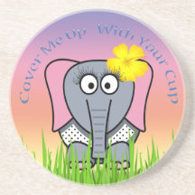 Girly Elephant In The Grass Coaster