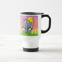 Girly Elephant In The Grass Mugs