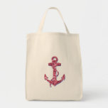 Girly, Fun, Pink Glitter Anchor Printed Bag