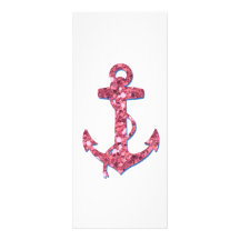Girly, Fun, Pink Glitter Anchor Printed Invites