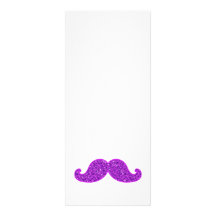 Girly fun retro moustache purple glitter invitation