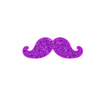 Girly fun retro mustache purple glitter printed acrylic cut out