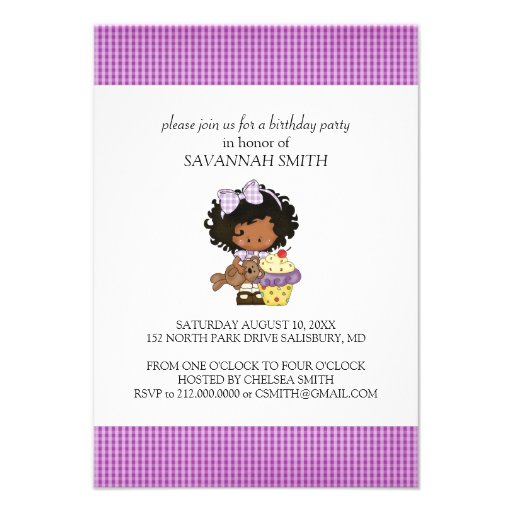 Girly Girl Cupcake Birthday Party Invitations