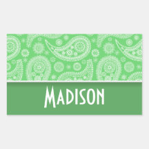 Girly Green Paisley Rectangular Sticker