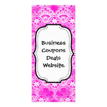 Girly Hot Pink Fuchsia White Lace Damask Custom Rack Cards