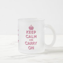 Girly Pink Keep Calm and Carry On Coffee Mugs