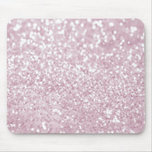 Girly Pink White Abstract Glitter Photo Print Mouse Mat