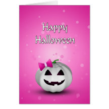 Girly Pumpkin Halloween - Greeting Card