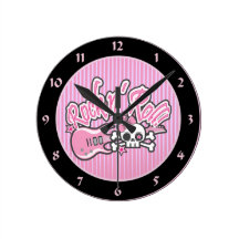 Girly Rock n' Roll Skull Clock