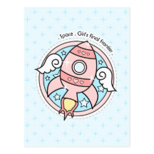 Girly Rocketship Postcards