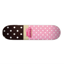 Girly Teacup Pink And Brown Polka Dots Skate Decks