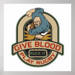 Give Blood Play Rugby Print