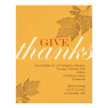 Give thanks fall brown leaves Thanksgiving dinner Personalized Invite