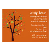 Giving Thanks Thanksgiving Dinner Party Personalised Invite
