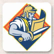 Gladiator With Sword And Shield Beverage Coaster