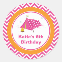 Glam Camp Makeover Girls Birthday Envelope Seal Sticker
