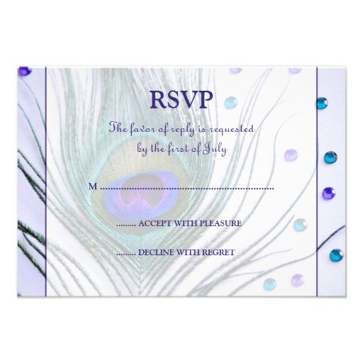 Glam Peacock Feather Purple Response Card Custom Announcements