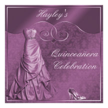 Glamorous Purple Ball Gown Quinceanera Custom Invites