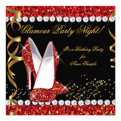 Glamour Party Night Red Glitter Gold Black Shoes Announcement Glamour Party Night Red Glitter Gold Black Shoes Announcement