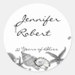 Glamourous Beach in Silver Envelope Seal Round Stickers