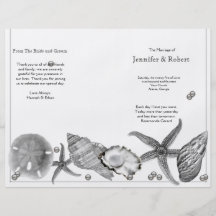 Glamourous Beach in Silver Wedding Program Full Colour Flyer