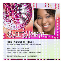 Glamourous Sweet Sixteen Disco Ball Invitation