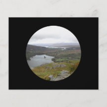 Glanmore Lake from Healy Pass Ireland. Round. Flyer Design
