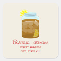 Glass Jar Of Sweet Iced Tea Address Sticker