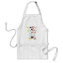 Glass Lab Bottle Red Blue Yellow Purple Hearts Apron