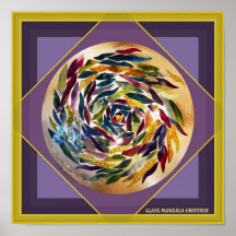 Glass Mandala Universe Purple Square Art Poster ポスター
