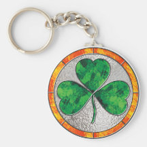 Glass Shamrock Key Chain