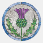 Glass Thistle Round Sticker