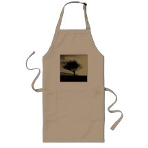 Glastonbury Hawthorn. Tree on Hill. Sepia Colour. Aprons
