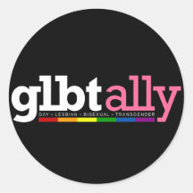 GLBT Ally Round Black Sticker