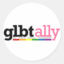 GLBT Ally Round White Sticker