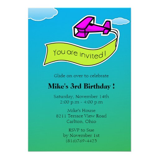 Glider -Birthday Party Invitation