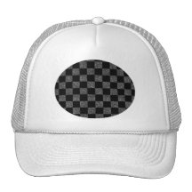 Glitter black glitter checkered pattern mesh hat