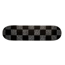 Glitter black glitter checkered pattern skate decks
