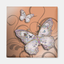 "Glitter Butterflies" (champagn) by Cheryl Daniels Refrigerator Magnets