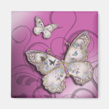"Glitter Butterflies" (lilac) by Cheryl Daniels Fridge Magnet
