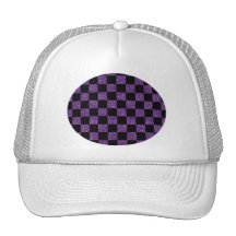 Glitter purple and black checkered pattern trucker hat