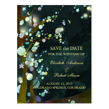 Glittering Lovely Night Save the Date Postcards