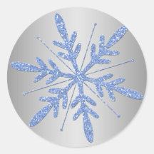 Glittery Blue and Silver Snowflake Sticker