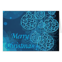 Glittery Blue Christmas Ornaments & Snowflakes Greeting Cards