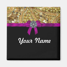 Glittery gold & black magnet