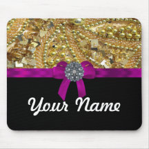 Glittery gold & black mousemats
